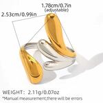 Simple Irregular Shape Stainless Steel Waterproof Gold Color Ring thumbnail 1