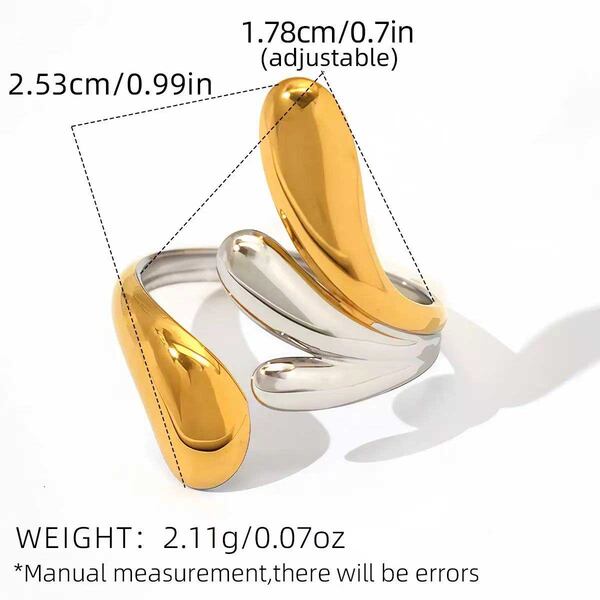 Simple Irregular Shape Stainless Steel Waterproof Gold Color Ring - 1
