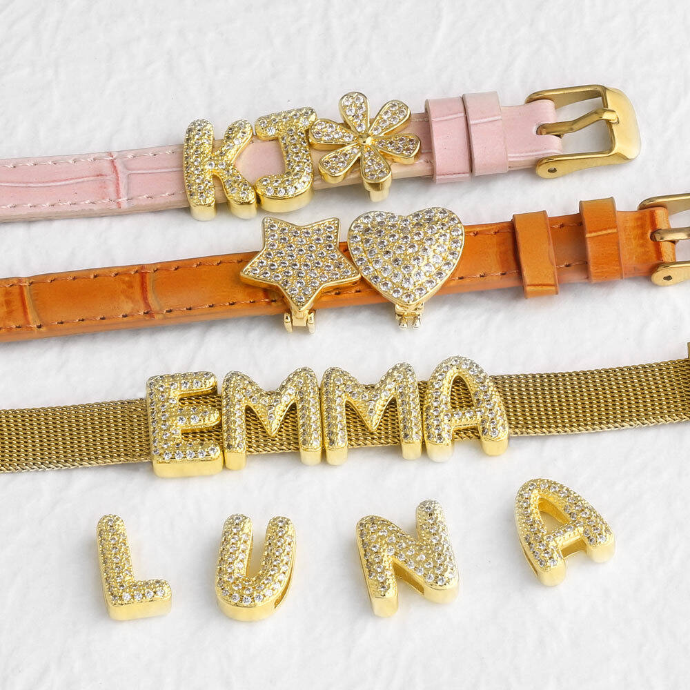 Luxurious DIY 26 - letter Alphabet Bracelet Copper Women's Charm Bracelets thumbnail 2