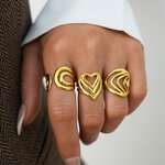 Daily Irregular Shape Lines Stainless Steel Waterproof Gold Color Ring Sets thumbnail 3