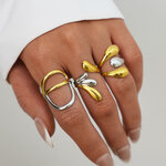 Simple Irregular Shape Stainless Steel Waterproof Gold Color Ring thumbnail 3