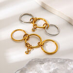 Simple Series Daily Mixed Color Circle Stainless Steel Waterproof Gold Color Zircon Statement Rings thumbnail 2