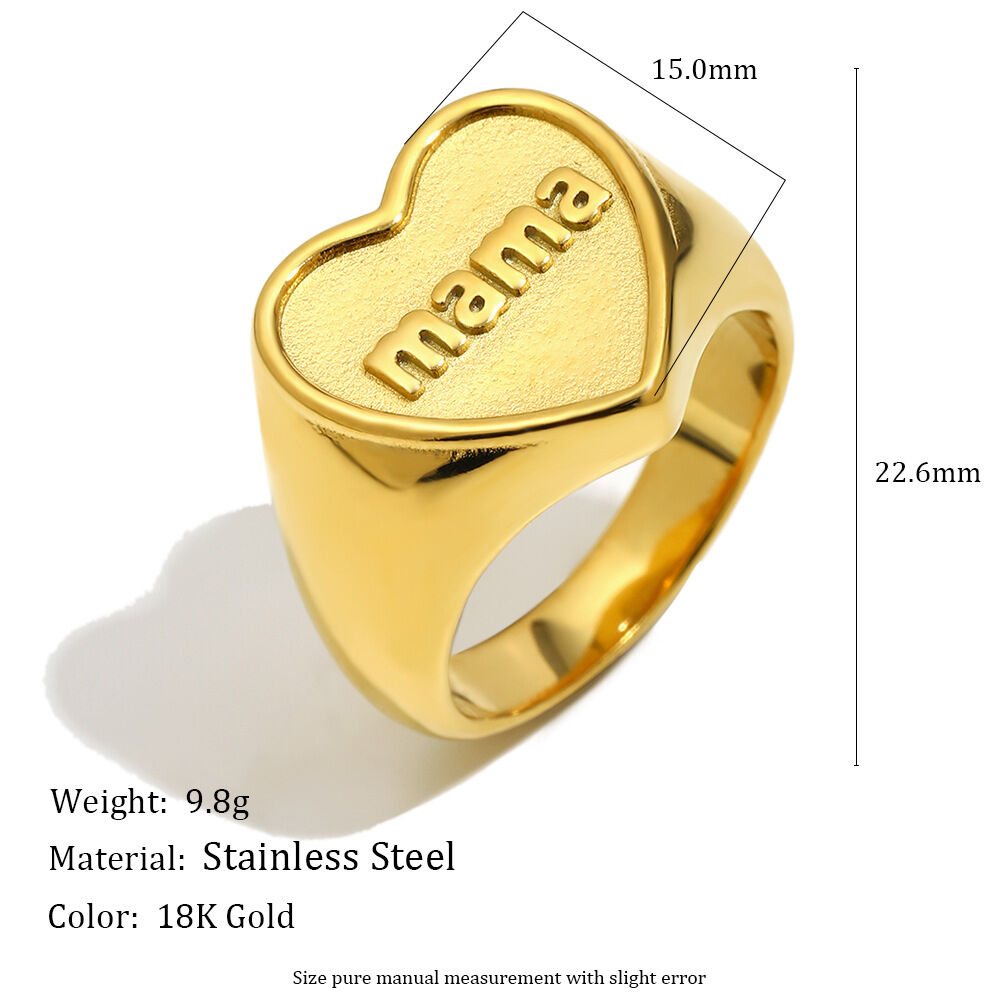 Heart Shape Stainless Steel Waterproof Signet Rings