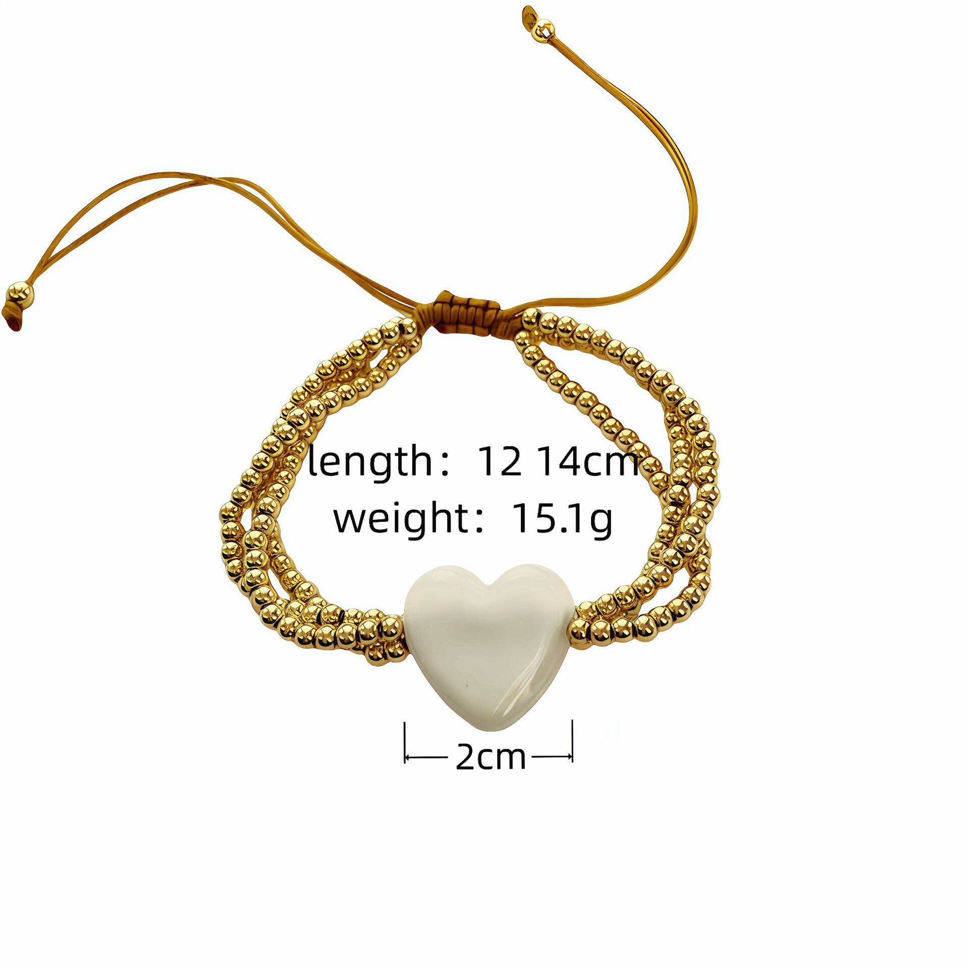 Romantic Glass Heart Beads Copper Women's Charm Bracelets - 1