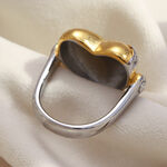 Heart Shape Gold and Silver Color Stainless Steel Waterproof Statement Ring thumbnail 3