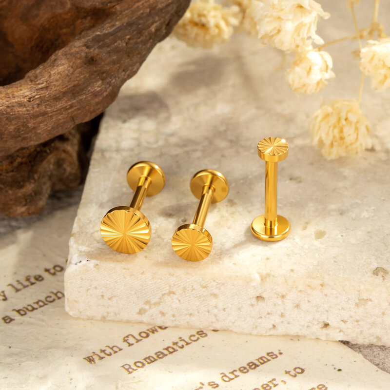 Minimalist Circle ASTM F136 Titanium Alloy Gold Color Women's Piercing Earrings thumbnail 5