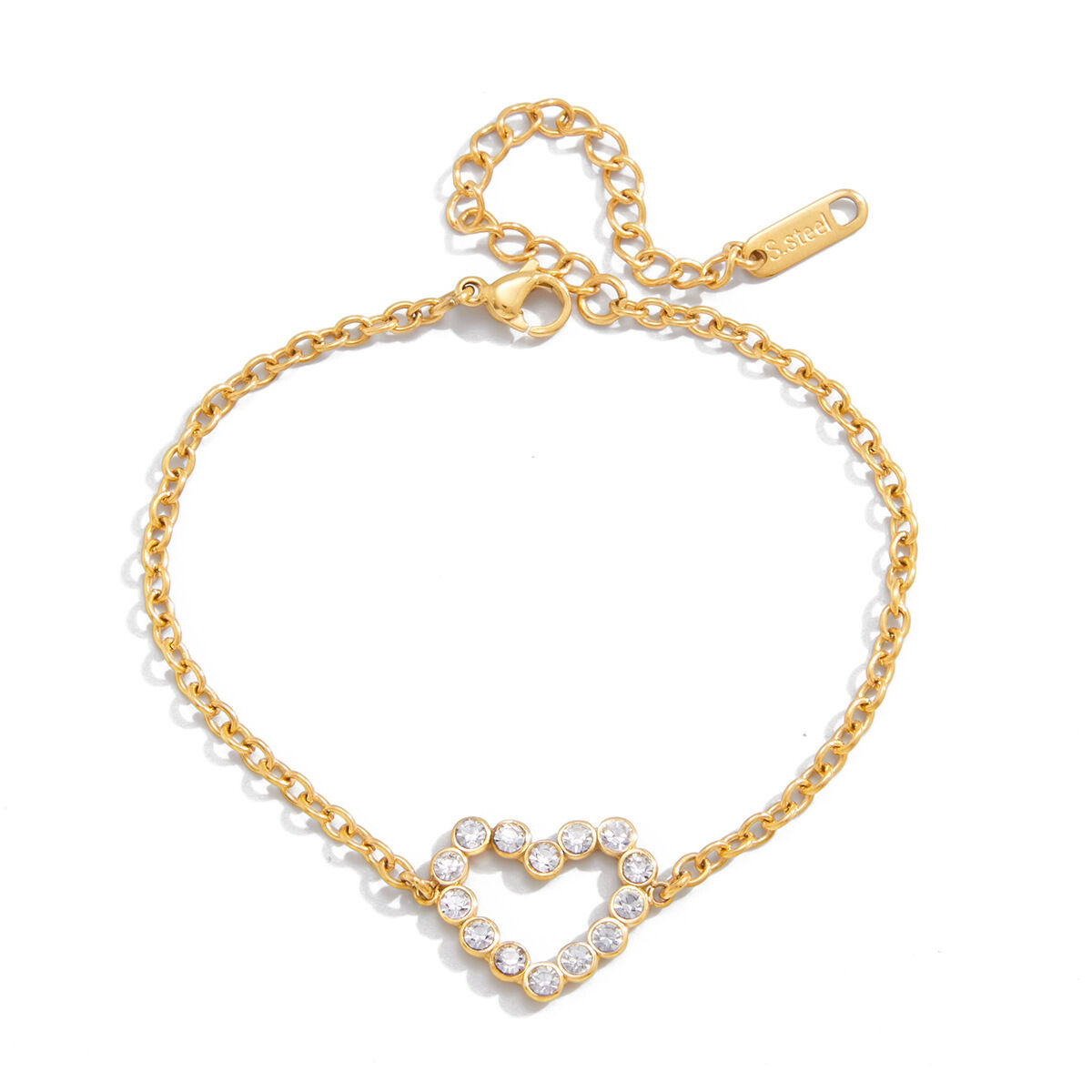 Sophisticated Zircon Stainless Steel Waterproof&Anti-tarnish Gold Color Women's Charm Bracelets