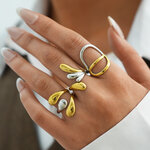 Simple Irregular Shape Stainless Steel Waterproof Gold Color Ring thumbnail 4