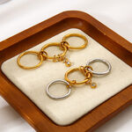 Simple Series Daily Mixed Color Circle Stainless Steel Waterproof Gold Color Zircon Statement Rings thumbnail 4
