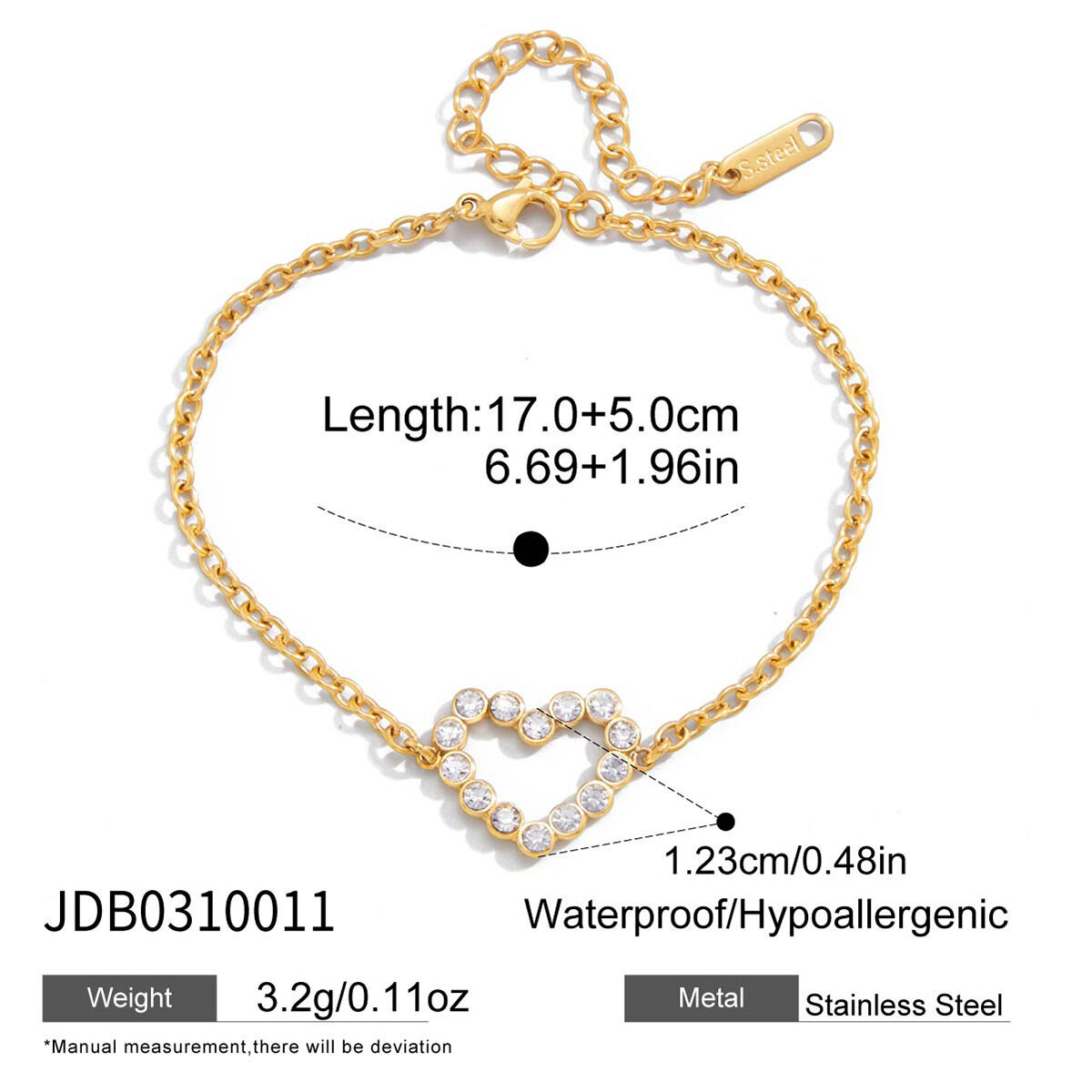 Sophisticated Zircon Stainless Steel Waterproof&Anti-tarnish Gold Color Women's Charm Bracelets thumbnail 2