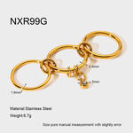 Simple Series Daily Mixed Color Circle Stainless Steel Waterproof Gold Color Zircon Statement Rings thumbnail 1
