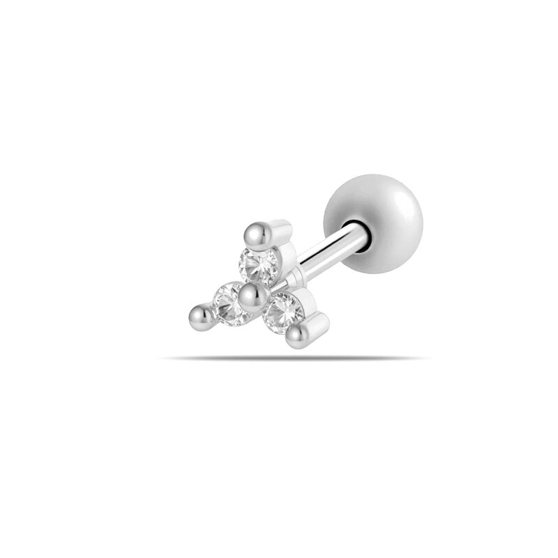 Simple Series Copper Gold Color Zircon Women's Piercing Earrings