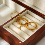 Simple Series Daily Mixed Color Circle Stainless Steel Waterproof Gold Color Zircon Statement Rings thumbnail 5