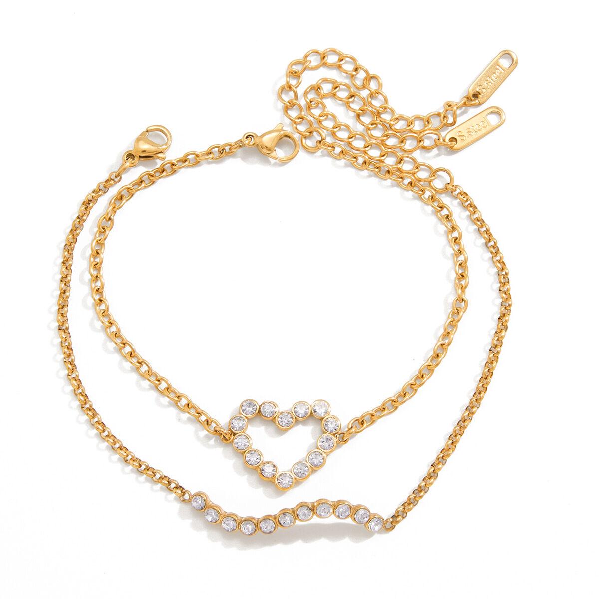 Sophisticated Zircon Stainless Steel Waterproof&Anti-tarnish Gold Color Women's Charm Bracelets thumbnail 6