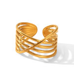 Flower Heart Stainless Steel Waterproof Gold Color Zircon Pearl Gemstone Ring thumbnail 1