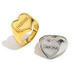 Heart Shape Stainless Steel Waterproof Signet Rings thumbnail 4