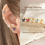 Exquisite Butterfly Copper Gold Color Zircon Women's Piercing Earrings thumbnail 5