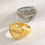 Heart Shape Stainless Steel Waterproof Signet Rings thumbnail 3