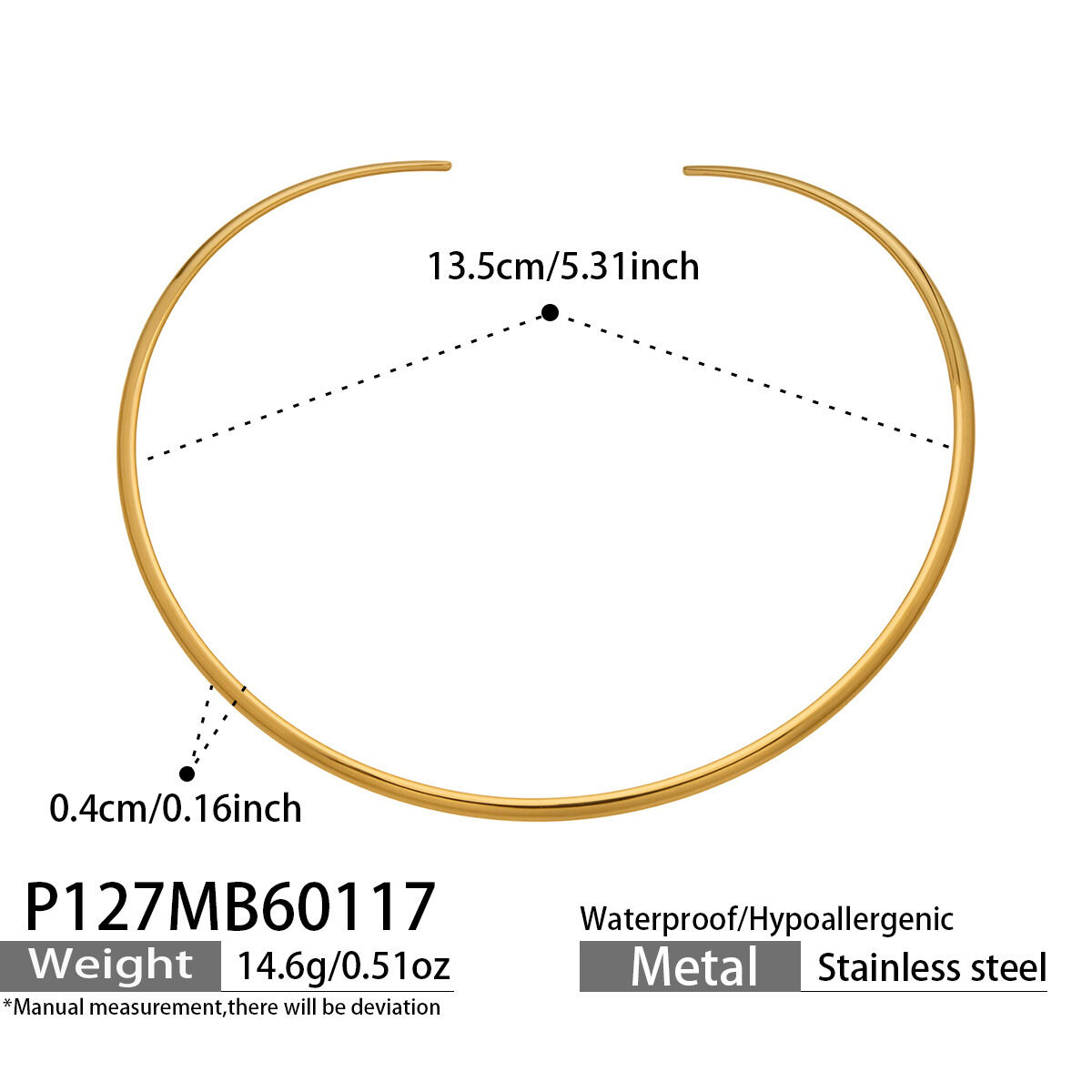 Minimalist Curve Stainless Steel Gold Color Waterproof&Anti-tarnish Women's Chokers