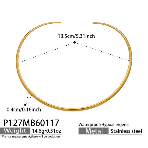 Minimalist Curve Stainless Steel Gold Color Waterproof&Anti-tarnish Women's Chokers - 1