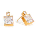 Simple Square Stainless Steel Gold Color Zircon Waterproof&Anti-tarnish Women's Stud Earrings thumbnail 1