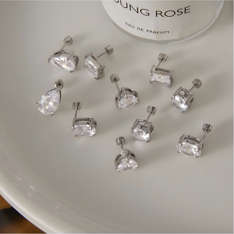 Daily Geometric Zircon Shape Stainless Steel Waterproof&Anti-tarnish Women's Stud Earrings thumbnail 6