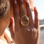 Elegant Transparent Circle Stainless Steel Gold Color Waterproof&Anti-tarnish Statement Rings thumbnail 3