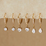 Gorgeous Droplet Stainless Steel Waterproof Gold Color Zircon Women's Drop Earrings thumbnail 3