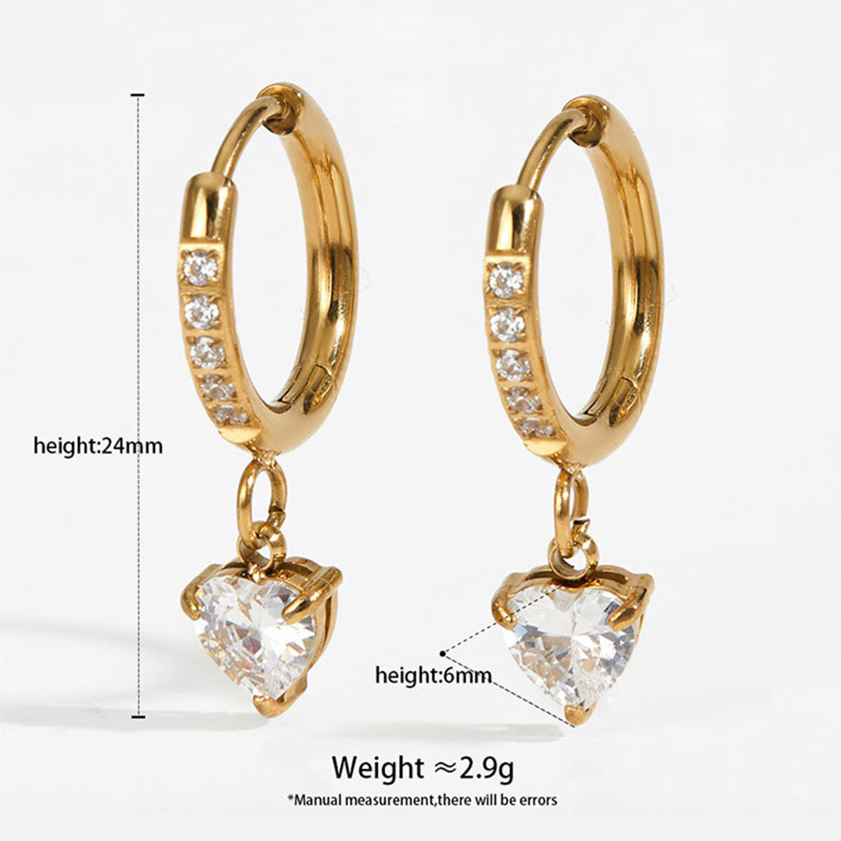 Gorgeous Droplet Stainless Steel Waterproof Gold Color Zircon Women's Drop Earrings thumbnail 2