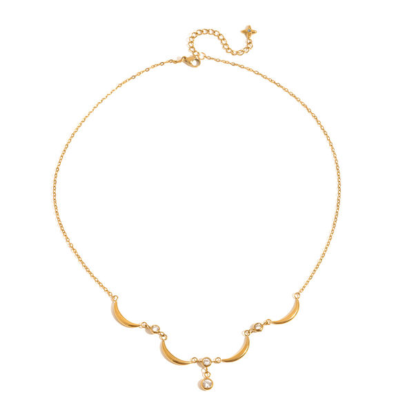 Sleek Star Moon Stainless Steel Gold Color Waterproof&Anti-tarnish Women's Pendant Necklaces - 1