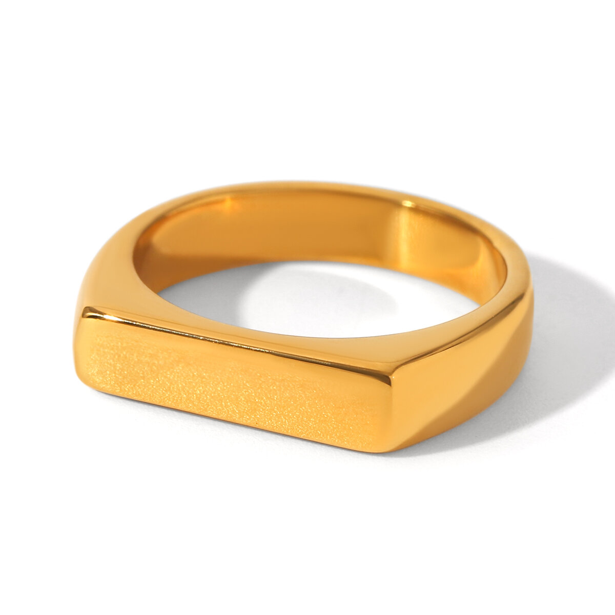 Daily Stainless Steel Waterproof Gold Color Zircon Statement Rings