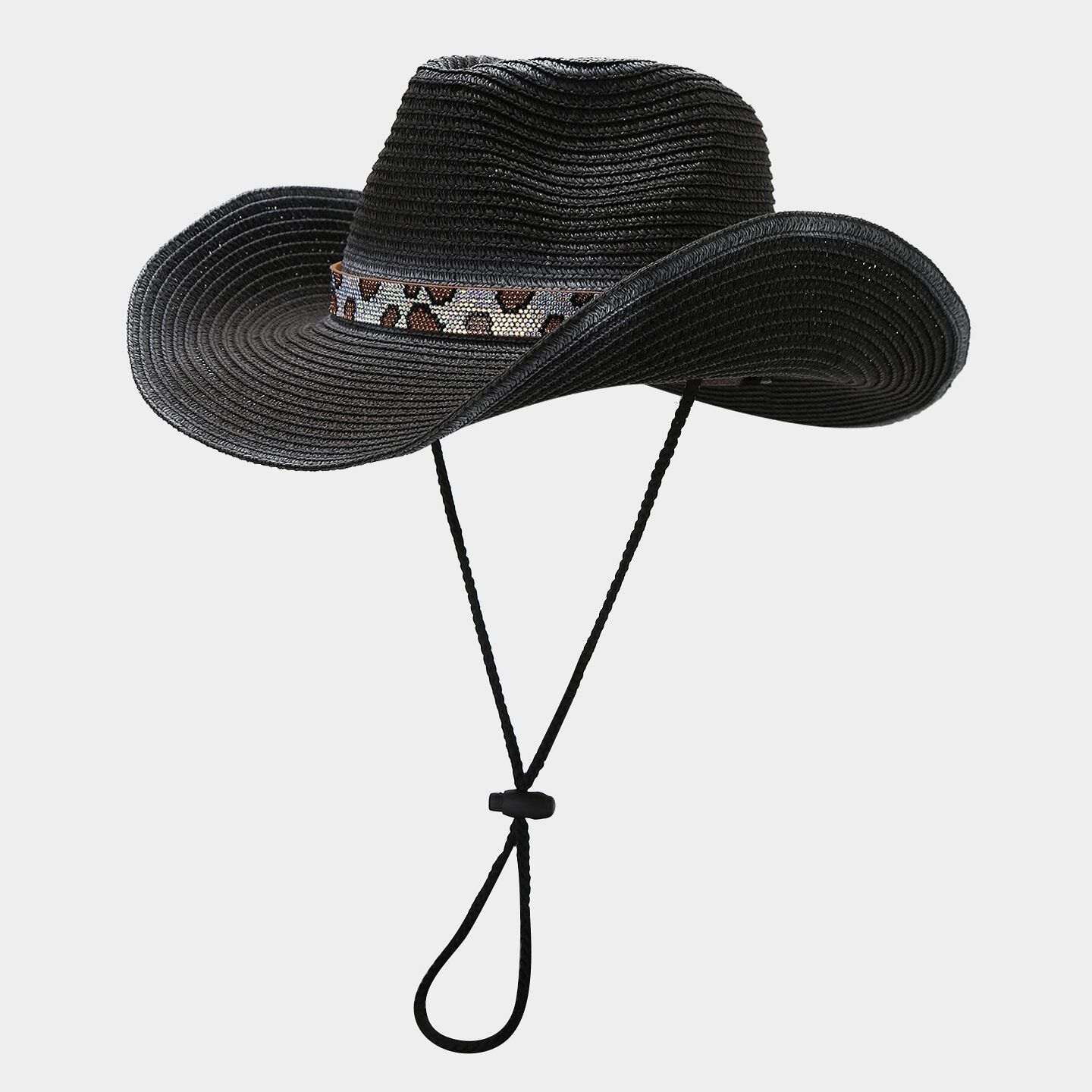 Vacation Leopard-patterned Crystal Women's Straw Hats