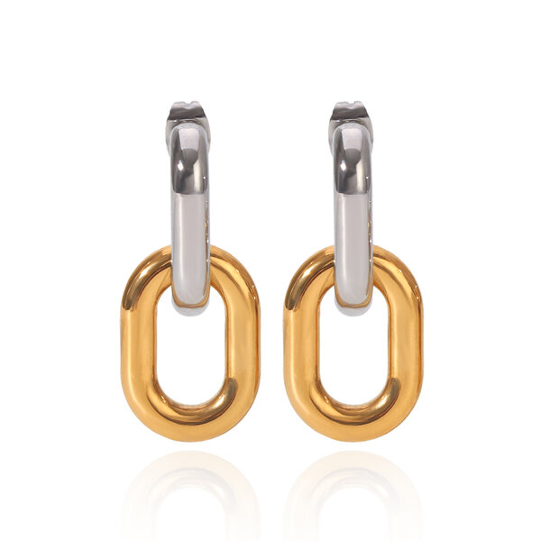 Simple Circle Stainless Steel Waterproof Mixed Color Women's Drop Earrings - 1