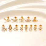Luxury Simple Flower Heart Stainless Steel Waterproof Gold Color Zircon Women's Piercing Earrings thumbnail 4