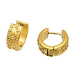 Elegant Sun Star Moon Stainless Steel Gold Color Zircon Women's Hoop Earrings thumbnail 6