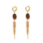 Tassel Stainless Steel Waterproof Gold Color Natural Stone Women's Drop Earrings thumbnail 1