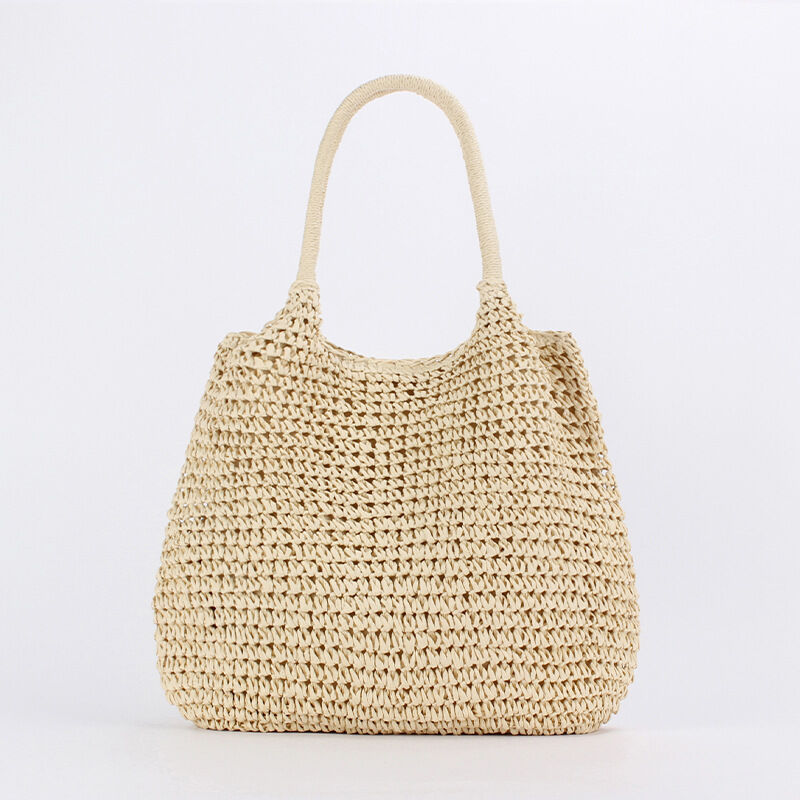 Vacation Style Woven Solid Color Paper Women's Tote Bag