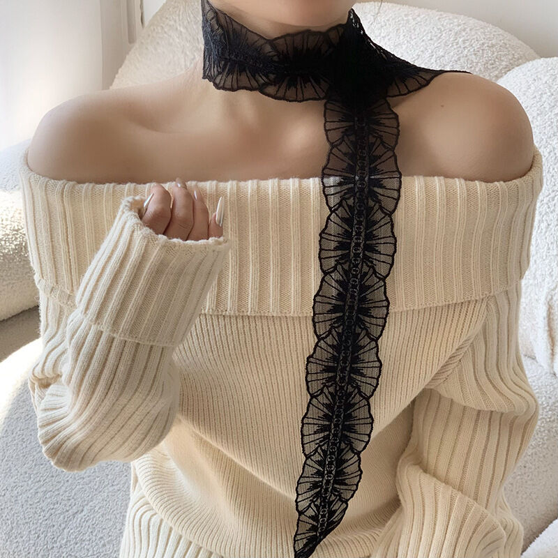 Long Strip High - end Multifunctional Retro Lace Scarf thumbnail 2