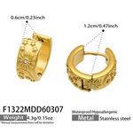 Elegant Sun Star Moon Stainless Steel Gold Color Zircon Women's Hoop Earrings thumbnail 2