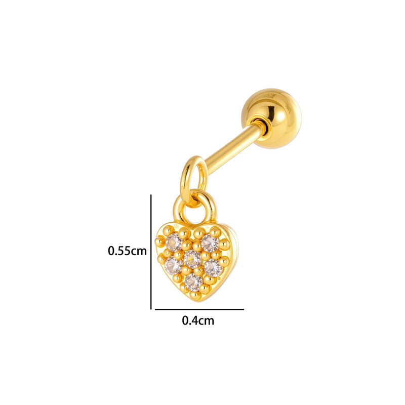 Cherry Copper Gold Color Zircon Women's Piercing Earrings thumbnail 2