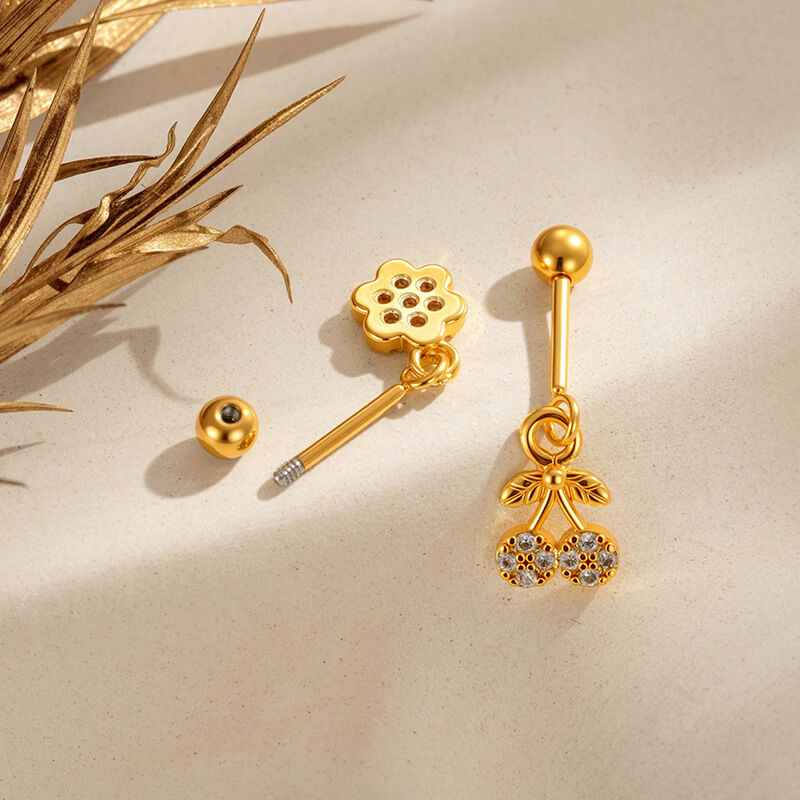 Cherry Copper Gold Color Zircon Women's Piercing Earrings thumbnail 5