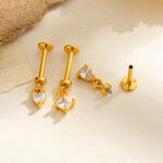 Rectangle Copper Gold Color Zircon Women's Piercing Earrings thumbnail 4
