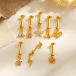 Simple Heart Copper Gold Color Zircon Women's Piercing Earrings thumbnail 5