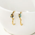 Simple Flower Stainless Steel Waterproof Gold Color Women's Hoop Earrings thumbnail 3