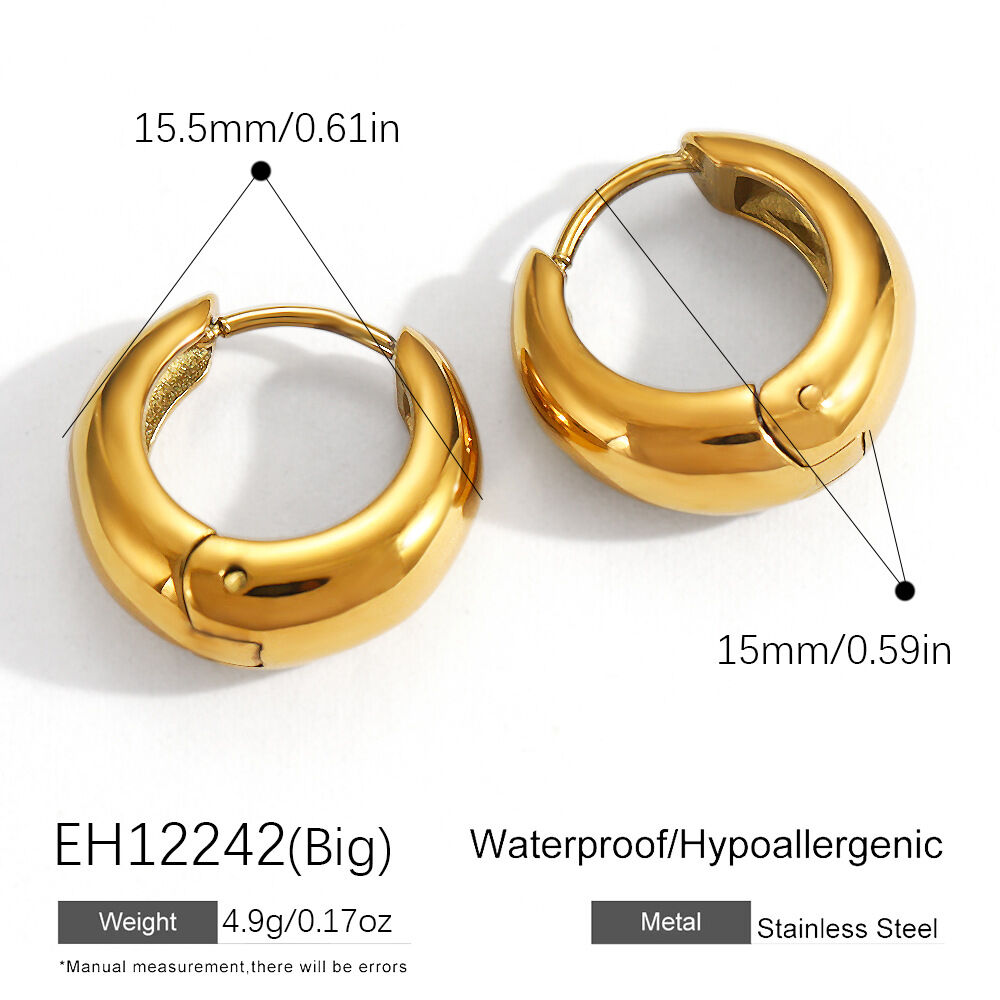 Simple Star Stainless Steel Waterproof Gold Color Zircon Women's Hoop Earrings thumbnail 1