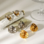 Flower Stainless Steel Waterproof Gold Color Women's Stud Earrings thumbnail 3