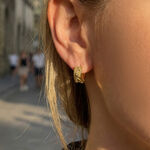 Elegant Sun Star Moon Stainless Steel Gold Color Zircon Women's Hoop Earrings thumbnail 3