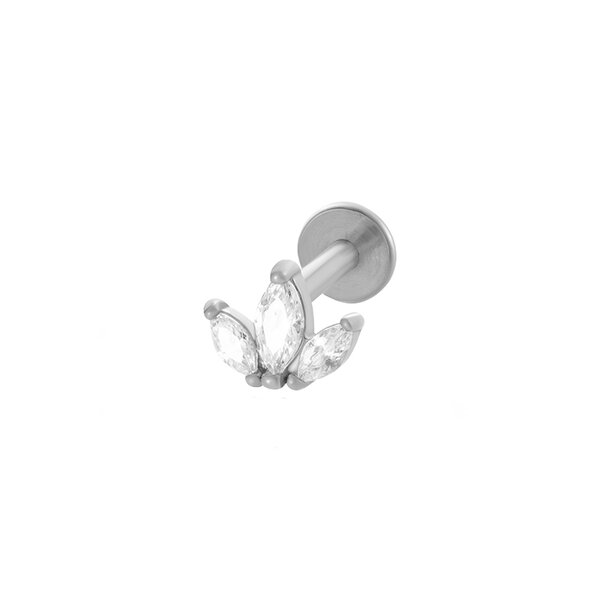 Luxury Simple Flower Heart Stainless Steel Waterproof Gold Color Zircon Women's Piercing Earrings - 1