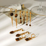 Tassel Stainless Steel Waterproof Gold Color Natural Stone Women's Drop Earrings thumbnail 3