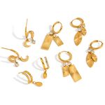 Simple Droplet Moon Shape Stainless Steel Waterproof Gold Color Rhinestone Women's Dangle Earrings thumbnail 4